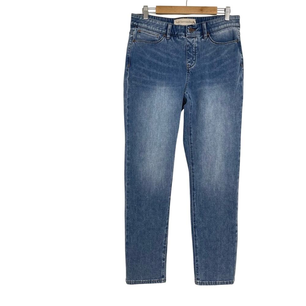 Soft Surroundings Light Wash Pull On Jeans Womens M Blue Denim Stretch Waist
